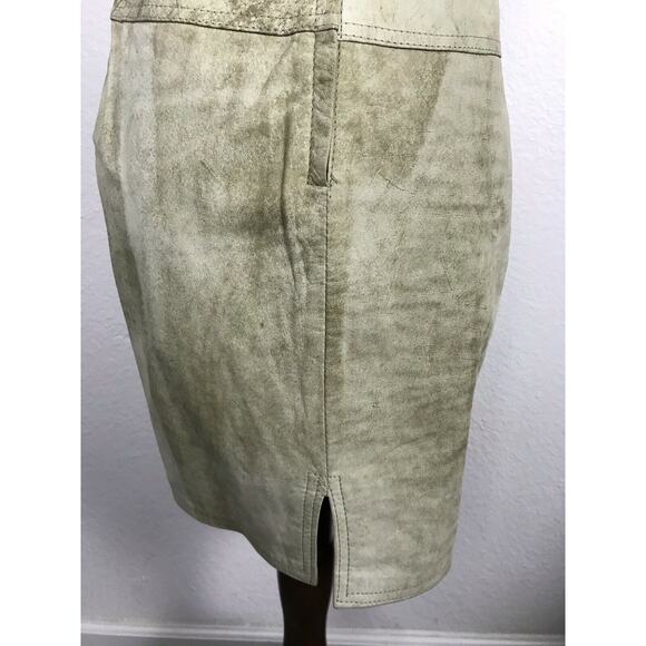 Winlit Vintage Distressed Leather Mini Pencil Straight Skirt - Picture 11 of 12